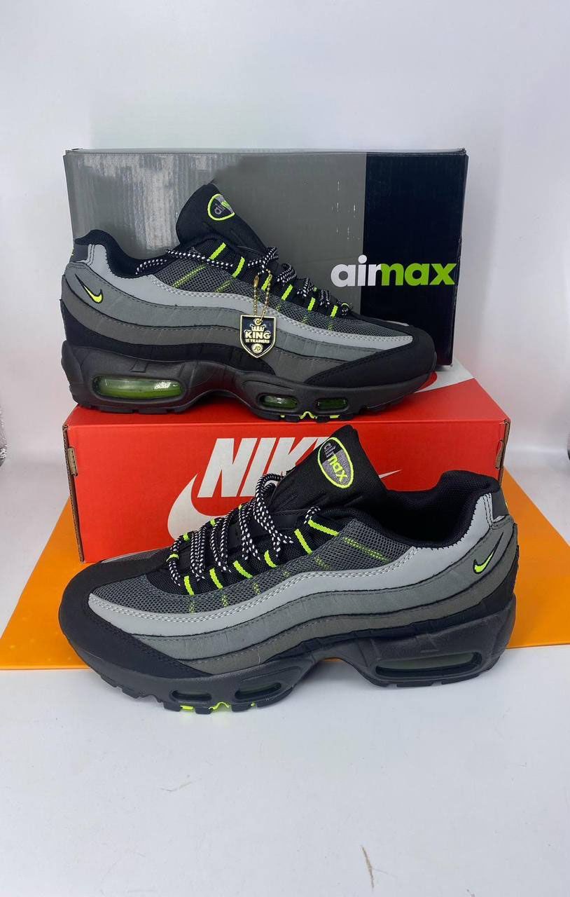 Nike Men's Trainers Trainer 95s 95's 1:1 Iron Grey Neon UK	Nikes Air Max 95 Men Mens Rep Replica Shoes Fake Man Mans Duplicate Sneakers First Copy Cheap Sneaker Sale Reps MAX.95 Air.Max FJ4216-002 Black Anthracite Volt