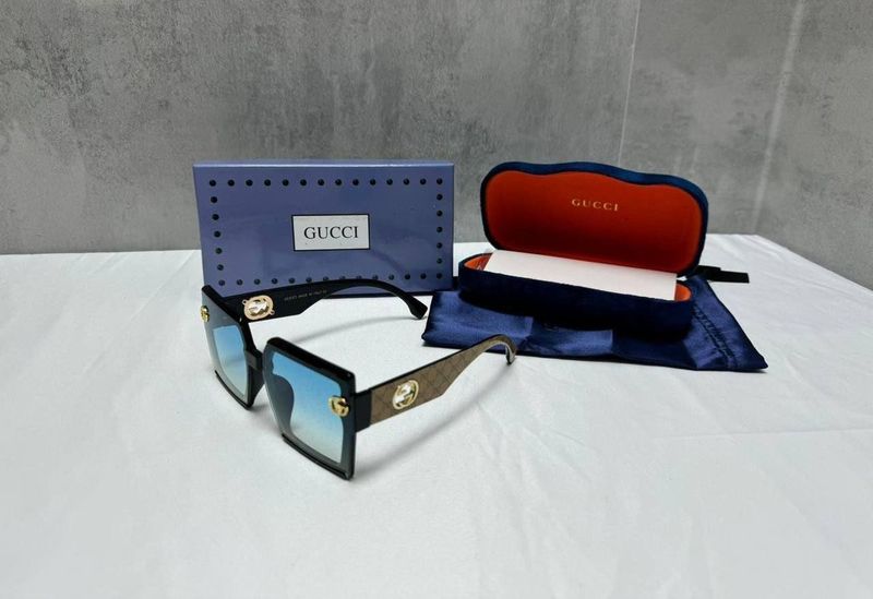 Gucci Men Women Luxury Blue Shade Square Sunglasses