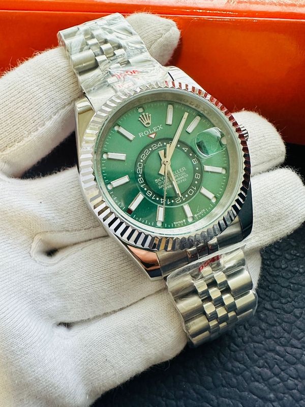 Rolex Sky-Dweller Oyster Perpetual Stainless Steel Watch For Men's in Green Dial