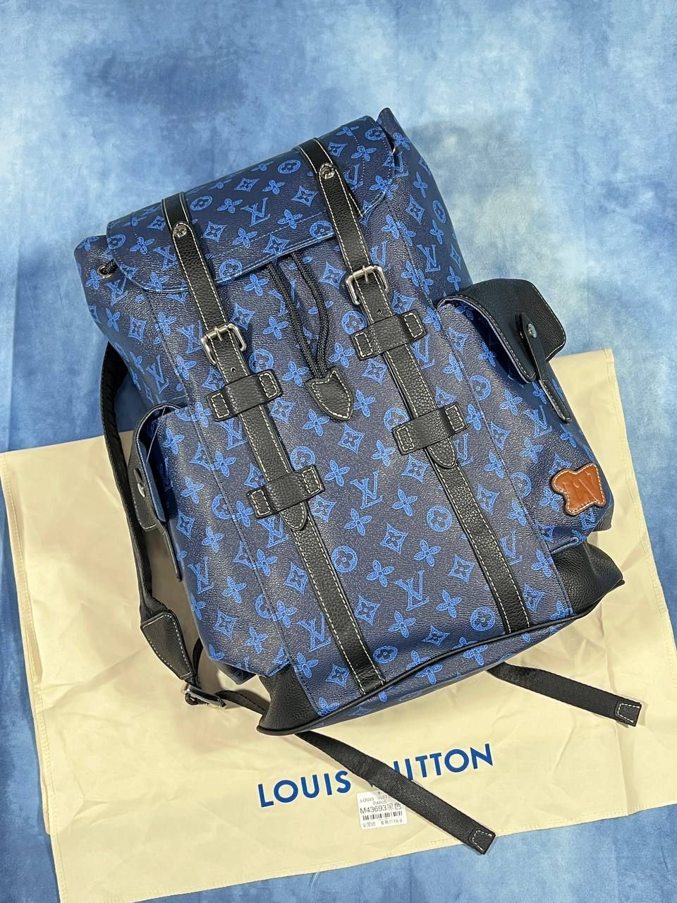 Louis Vuitton Men's Christopher Backpack MM Blue Fake Rep Sale UK Men First Copy Replica Crossbody Bags Cheap Price Designer Shoulder Backpack Reps Man Fakes 1st Copies Luxury LV Brand Logo 1:1 Leather Long Belt Duplicate Monogram