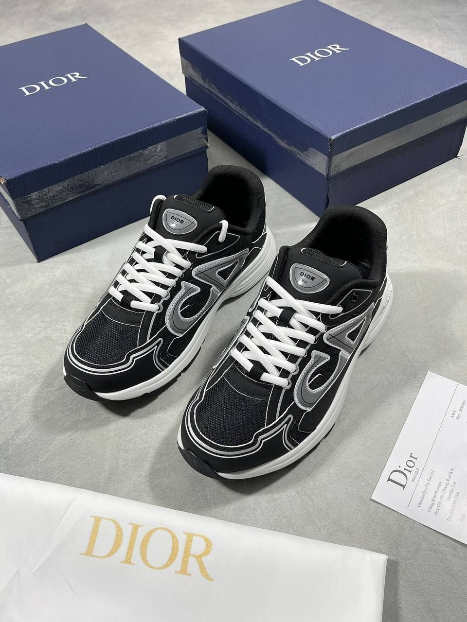DIOR B30 Black Mesh and Technical Fabric Trainers For Men's