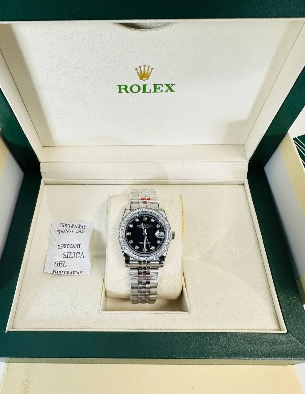 Rolex Datejust Stainless Steel / Black Diamond Dial Women's Watch