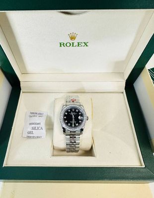 Rolex Datejust Stainless Steel / Black Diamond Dial Women's Watch