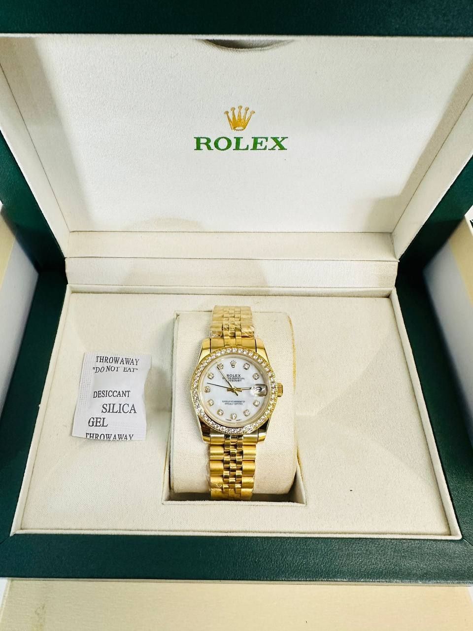 Rolex Datejust Yellow Gold White Diamond Dial Women's Watch