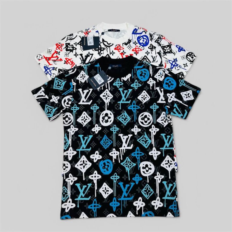 Louis Vuitton 3D LV Logo Men's Women's T-shirt Louis Vuitton 3D Logo Men's Women's White Blue T-shirt Fake Rep Sale UK Man Woman First Copy Reps Cheap Price T-shirts Replica Tee Shirt 1 to 1 LV Brand Logo Fakes T Shirts 1:1 Men Women 1st Copies Tshirt Luxury Tshirts AAA Duplicate Tees