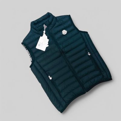 Moncler Puffer Logo Printed Bodywarmer For Men's in Black Color