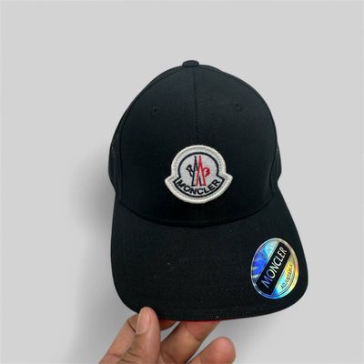 Moncler Men's Logo-Embroidered Black Cotton Cap For Men's