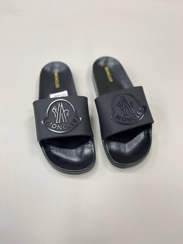 Moncler Basile Logo Embossed Sliders in Black Color For Men's