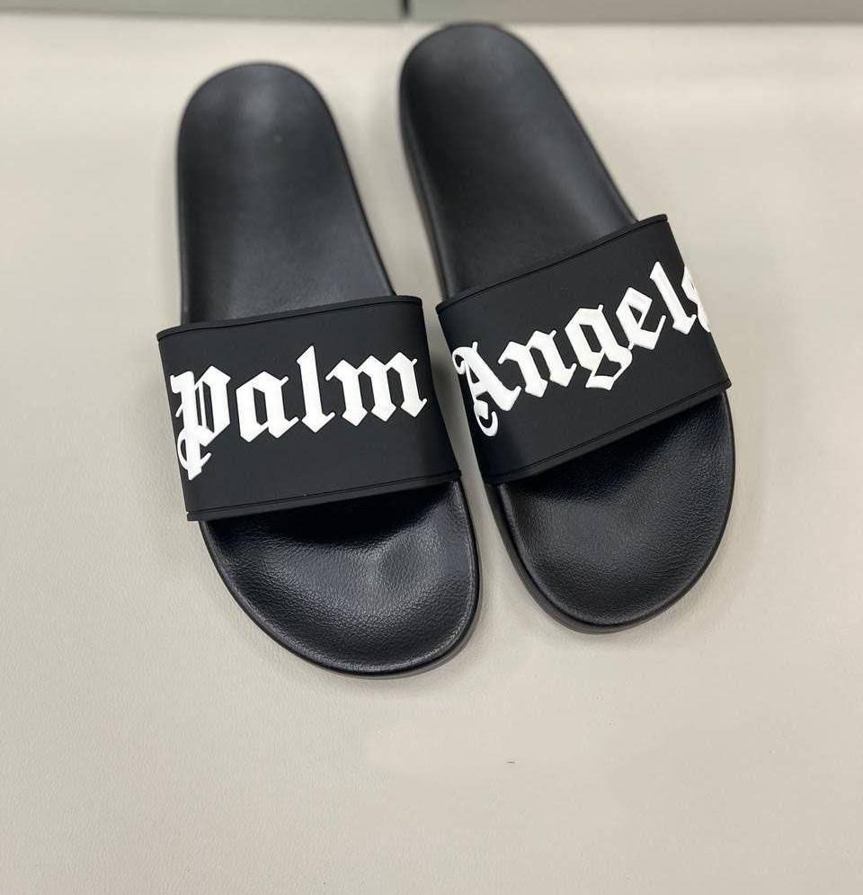 Palm Angels Men's Luxury Black Pool Slider Fake Replica AAA Sale UK Men First Copy Reps Sliders Man 1st Copies Cheap Price Flip Flop Fakes Rep 1 to 1 Slides PA Designer Original Brand Logo Sandals 1:1 Boys Casual Sandal Duplicate