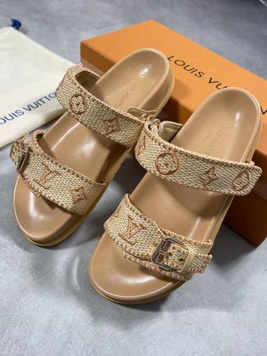 Louis Vuitton Women Woven Bom Dia Comfort Beige Sliders Rep Sale UK Woman First Copy Fake Replica Slider Women's 1st Copies Cheap Price Fakes Flip Flop Reps Sandals 1:1 LV Brand Logo Luxury Flat Slides 1 to 1 Slippers Mules AAA Duplicate