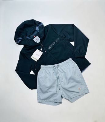 Moncler Joly Brand Patch Shell Hooded Jacket & Shorts Sets For Men's in Different Colors