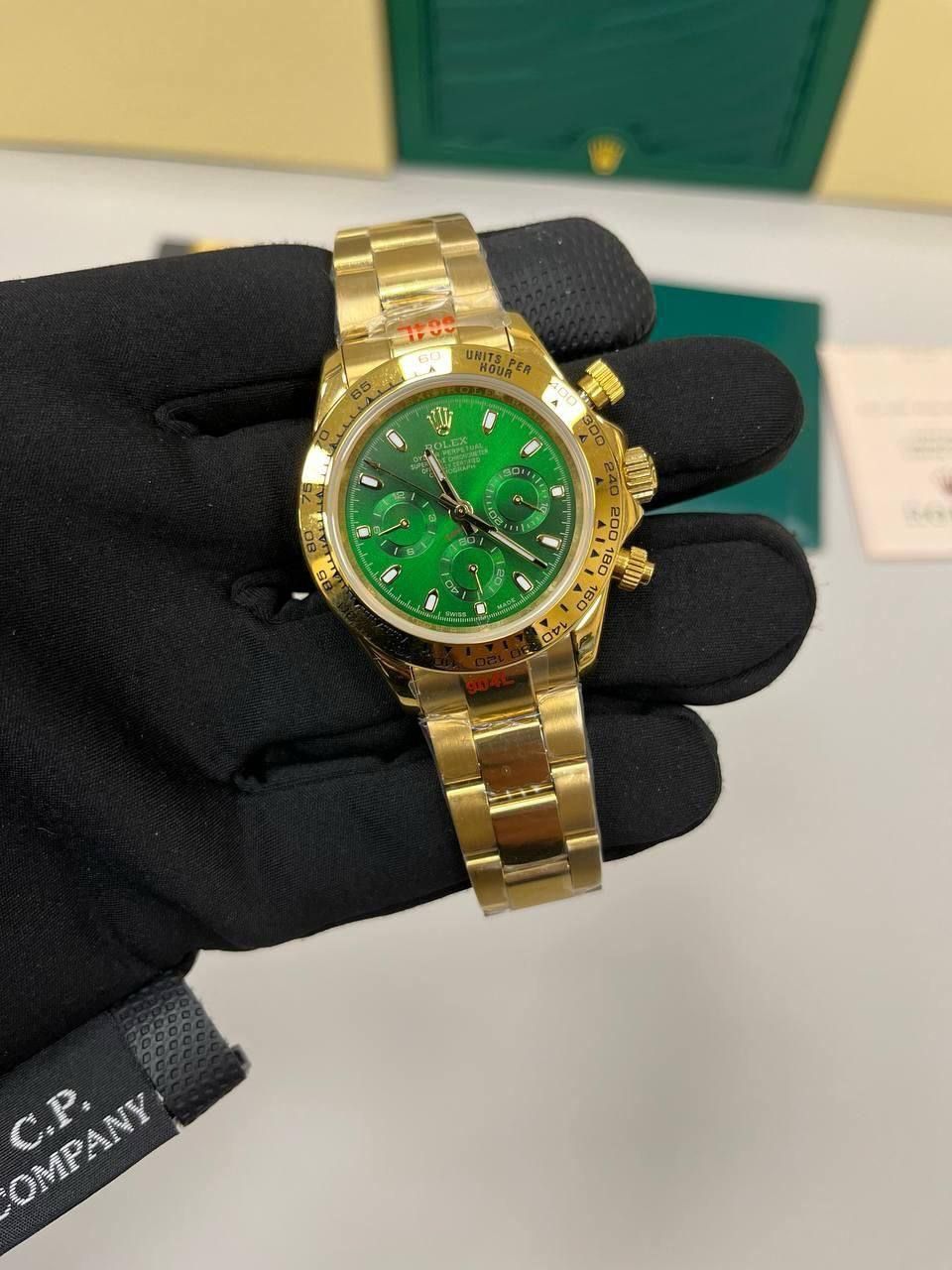 Rolex Daytona Green Dial Golden Bracelet Men's Watch
