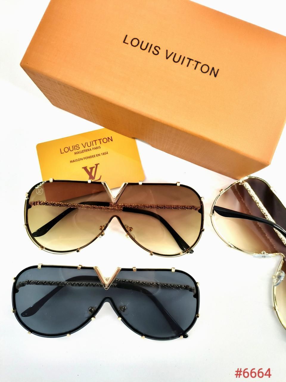 Louis Vuitton Oversized Polarized Sunglasses for Men's & Women's Classic Pilot V-Shape Alloy Frame