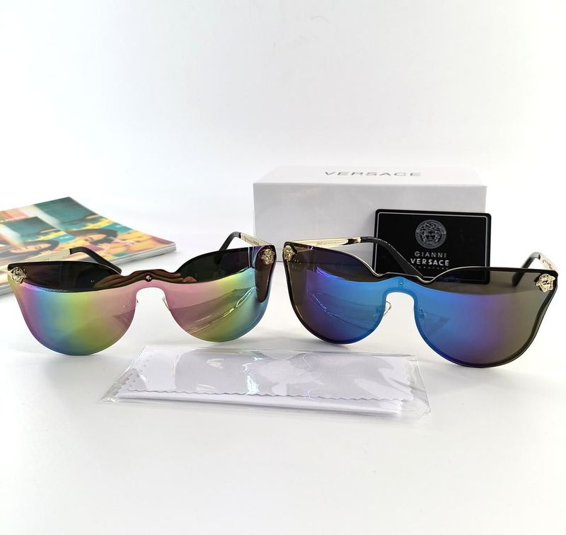 Versace Reflective Mirror Sunglasses Square  Classic Women's Men's in 2 Different Colors