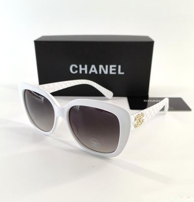Chanel Big Round Square Frame Sunglasses in White Color