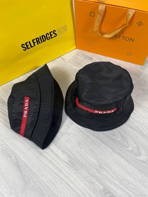 Prada Bucket Hat in Black Logo Printed Prada Bucket Hat in Black Logo Printed