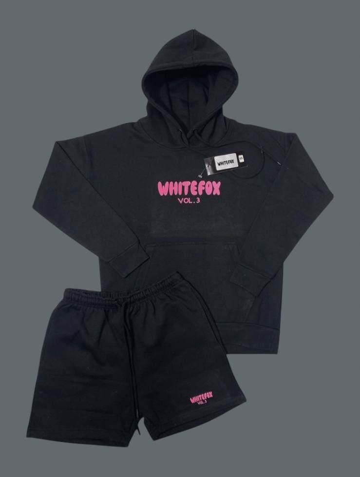 White Fox Logo Printed Hoodie & Short Set For Women's in Different Colors