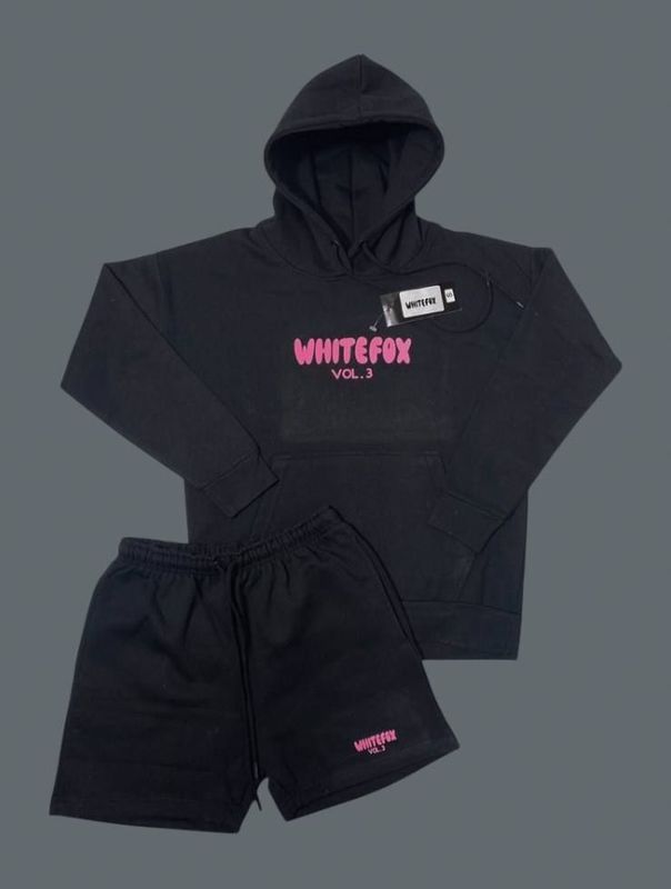 White Fox Logo Printed Hoodie & Short Set For Women's in Different Colors