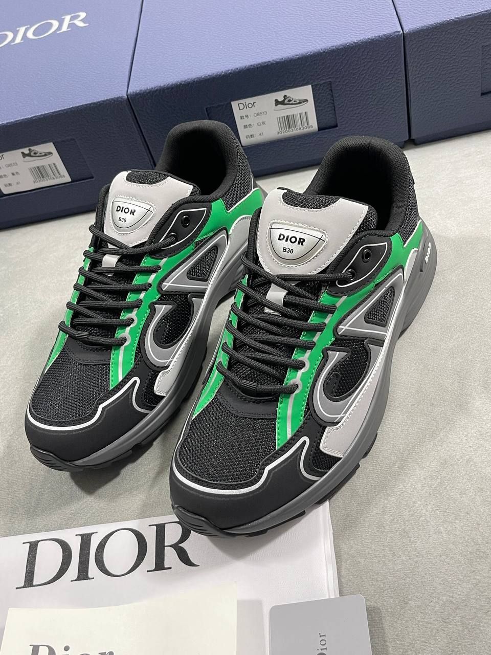 Dior B30 Mesh Deep Grey Green Black Men's Trainers
