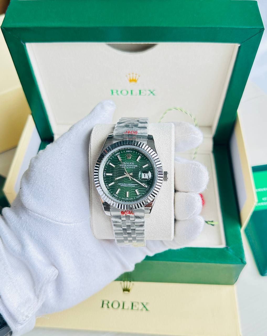 Rolex Oyster Perpetual Date Just  Green Dial Men's Watch