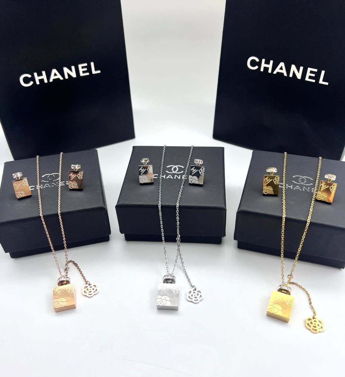 CHANEL Necklace & Earrings Perfume Bottle For Women's in Different Colors