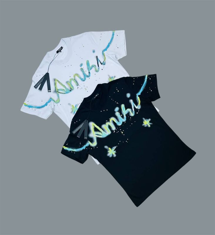 Amiri Crew Neck Logo Printed T-Shirts For Men's in 2 Colors