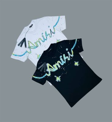 Amiri Crew Neck Logo Printed T-Shirts For Men's in 2 Colors
