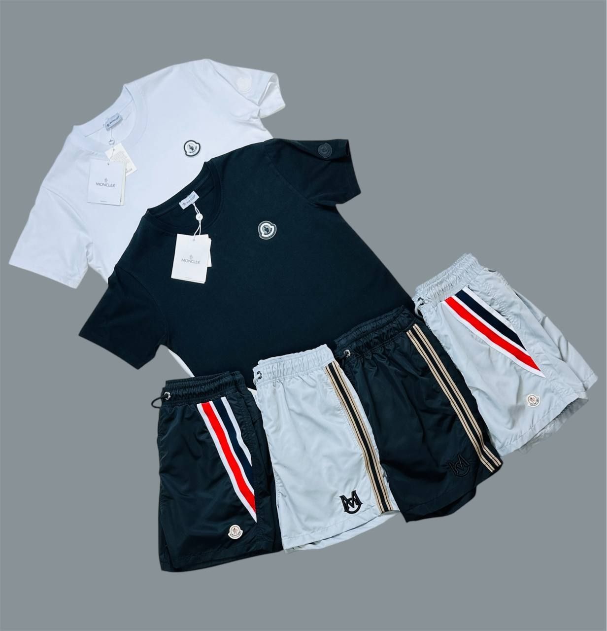 Moncler Crew Neck Logo Printed T-Shirts & Shorts Sets For Men's in Different Colors