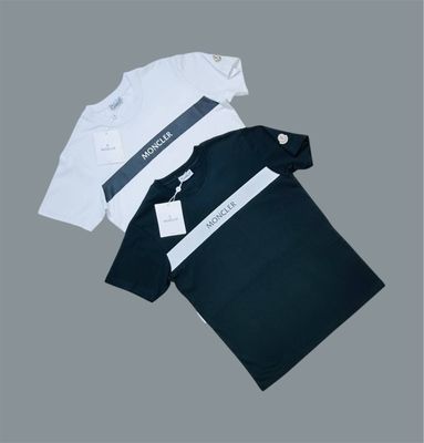 Moncler Round Neck Stripe T-Shirts For Men's in Different Colors