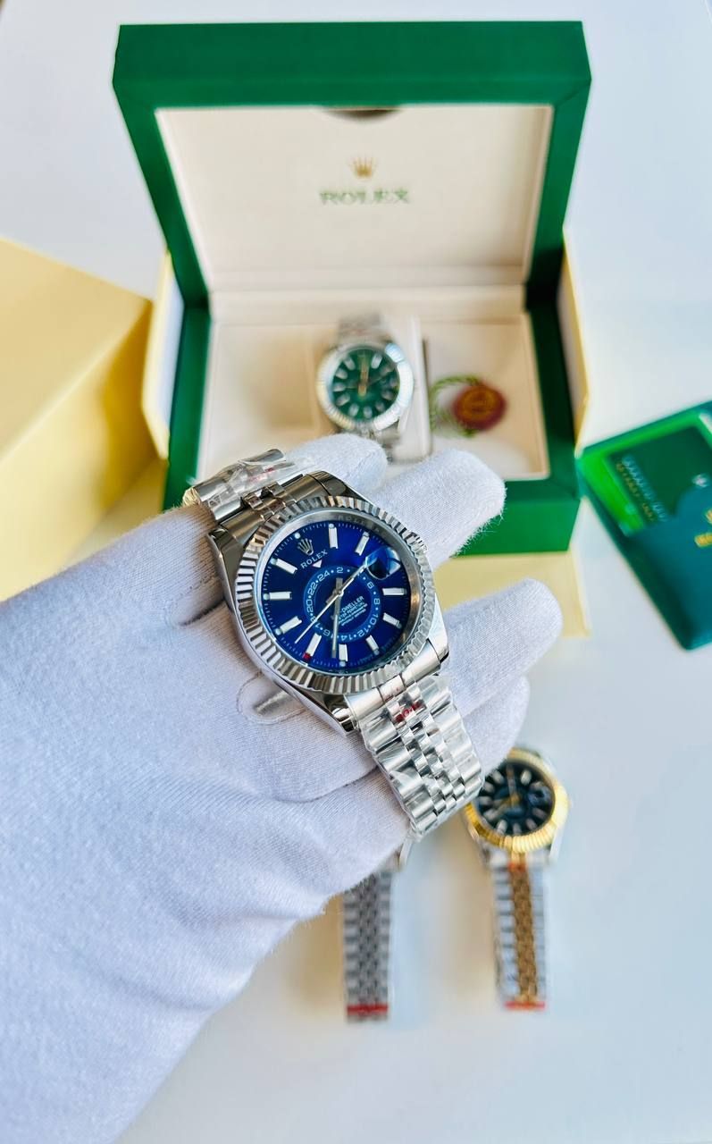 Rolex Sky-Dweller Steel Silver Chain Blue Dial Men's Watch