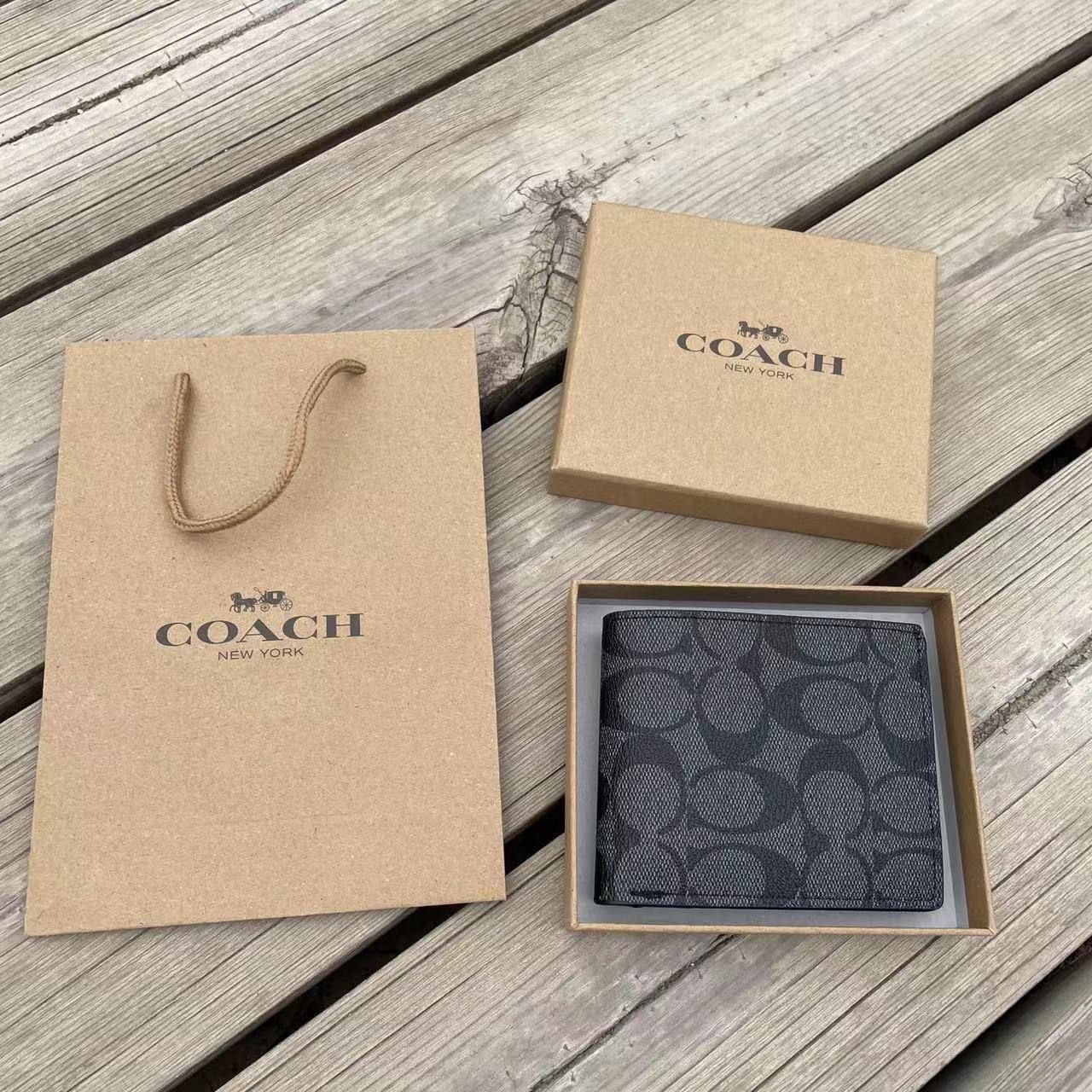 Coach Monogram Men's Wallet  in Charcoal/Black Color