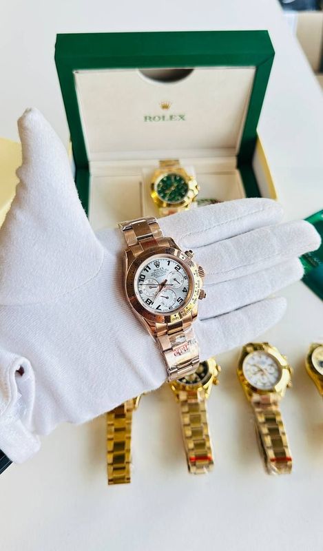 Rolex Cosmograph Daytona  Rose Gold Chain Strap White Dial Watches For Men's