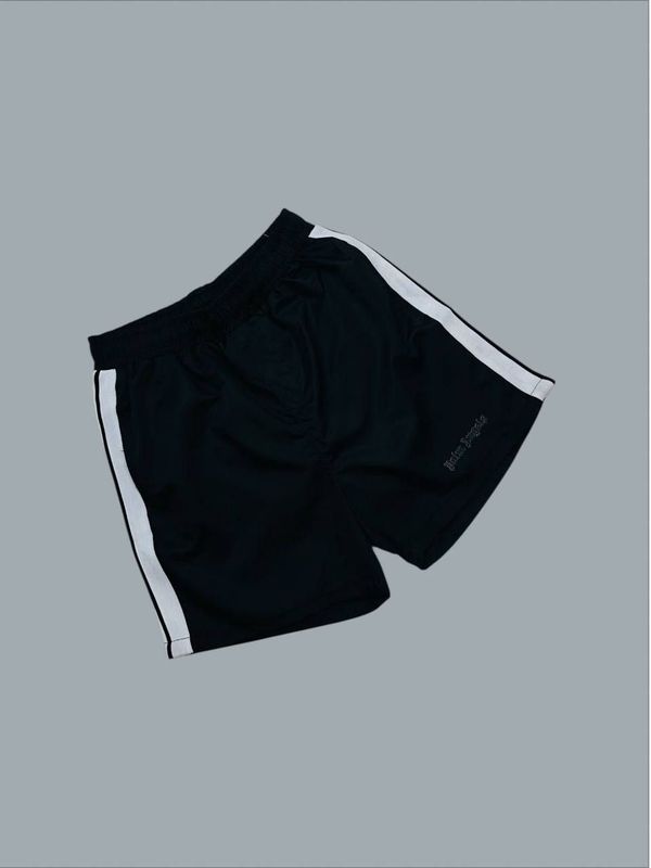 Palm Angels Logo Black Sporty Sweat Shorts For Mens Palm Angels Logo Black Sporty Sweat Shorts For Mens