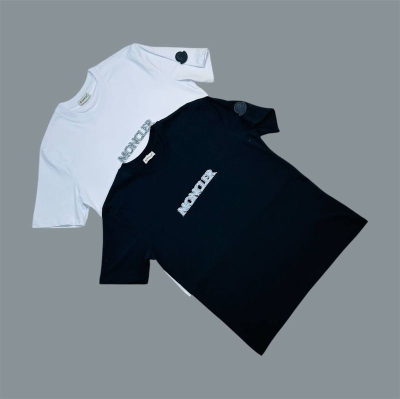 Moncler Blurred Logo Cotton Crew Neck T-Shirts For Men's in 2 Colors