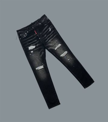 Dsquared2 Distressed Paint Splatter Jeans For Men's in Black Color