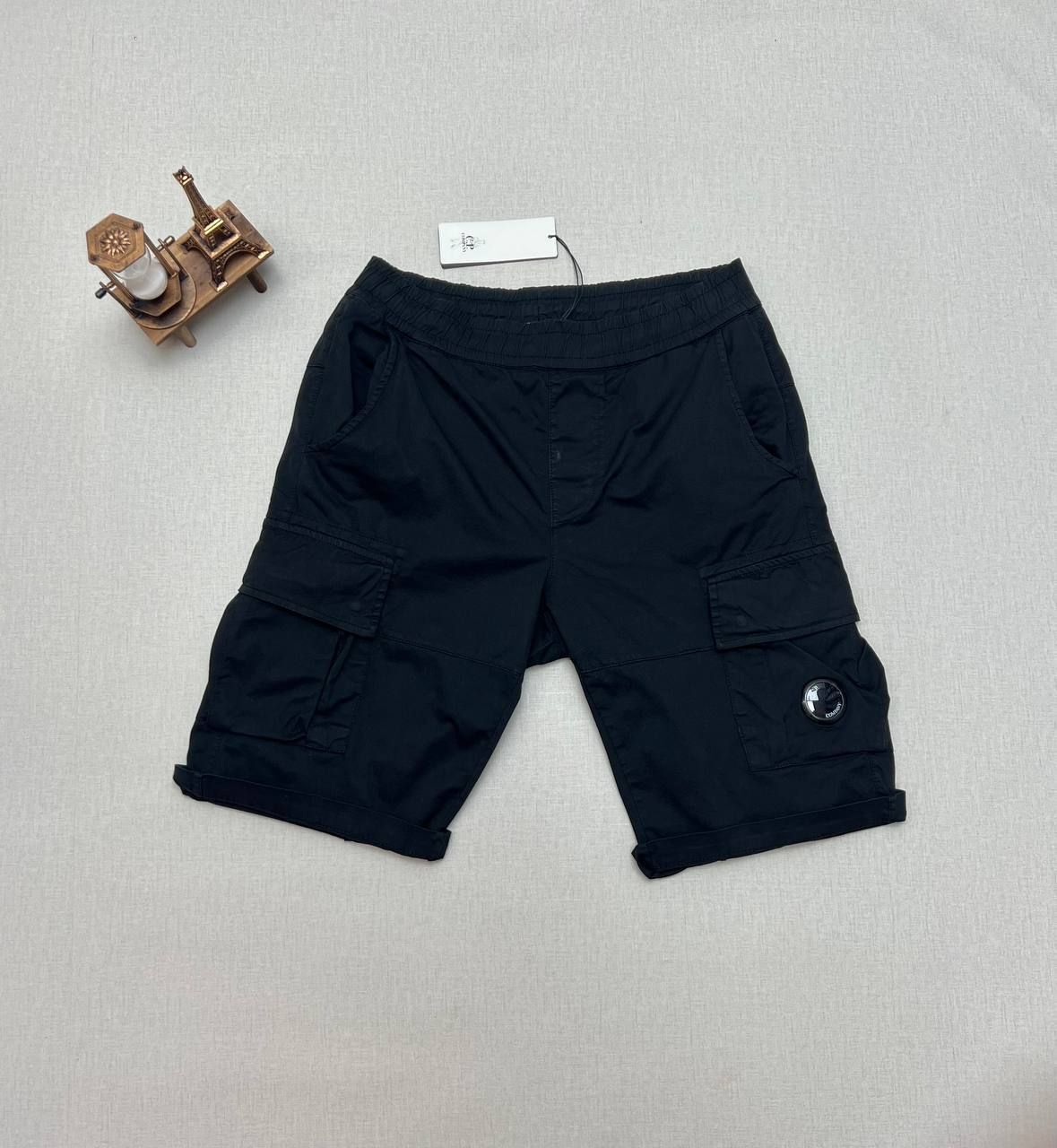 C.P. Company Light Fleece Stretch Sateen Cargo Swim Out Wear Shorts Pajamas In 4 Colors, Colors: Black