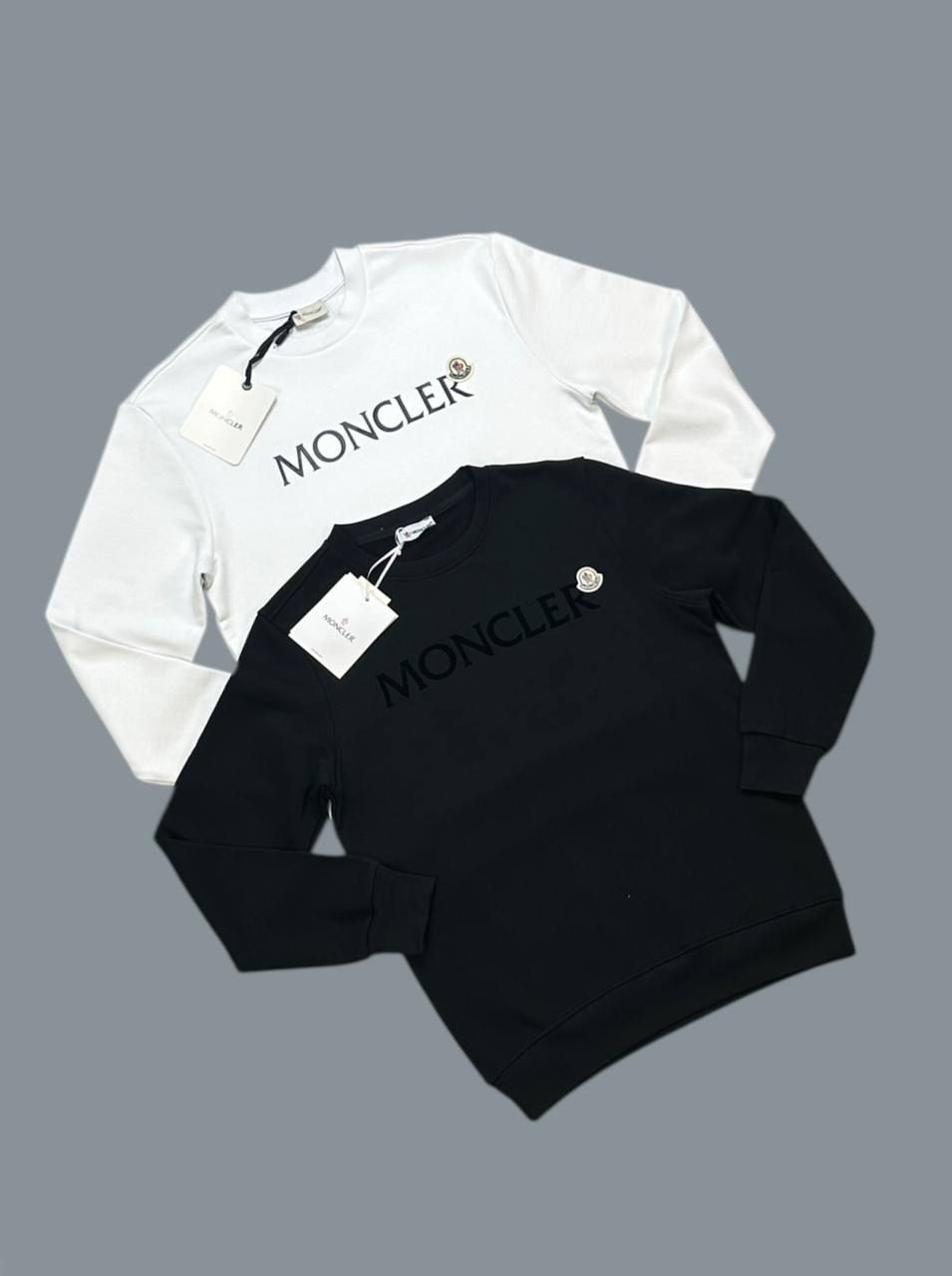 Moncler Logo-Flocked Cotton-Jersey Jumpers for Men's in 2 Colors