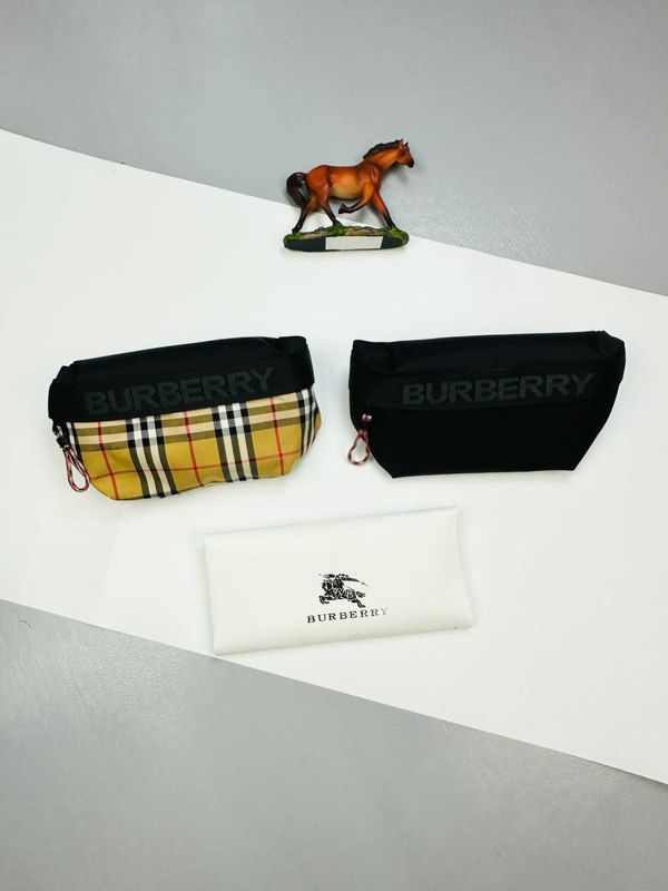 Burberry Men Check Crossbody Cotton Beige Black Belt Bag UK