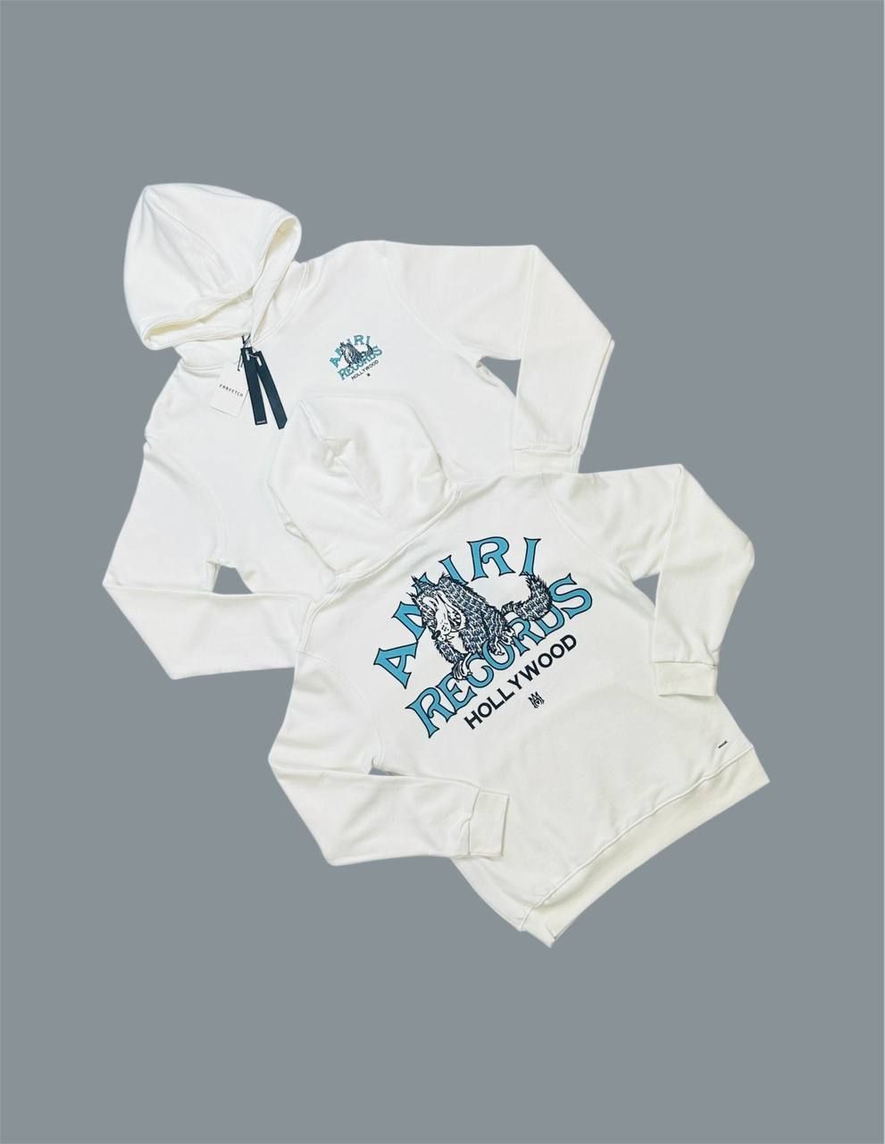 Amiri Records Wolf Hoodie For Men's in White Color Amiri Records Wolf Hoodie For Men's in White Color