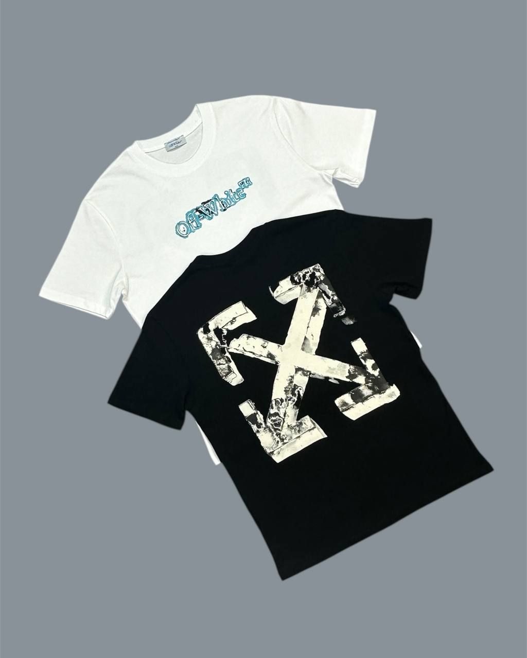 Off-White Men's Cloudy Arrow Skate Logo T-Shirts in 2 Colors