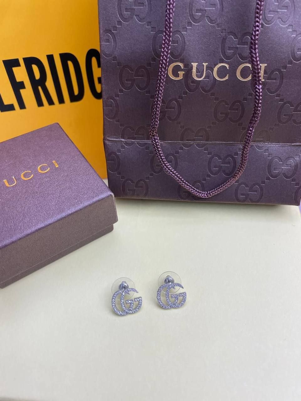 Gucci Diamond Double G Stud Earrings For Women's
