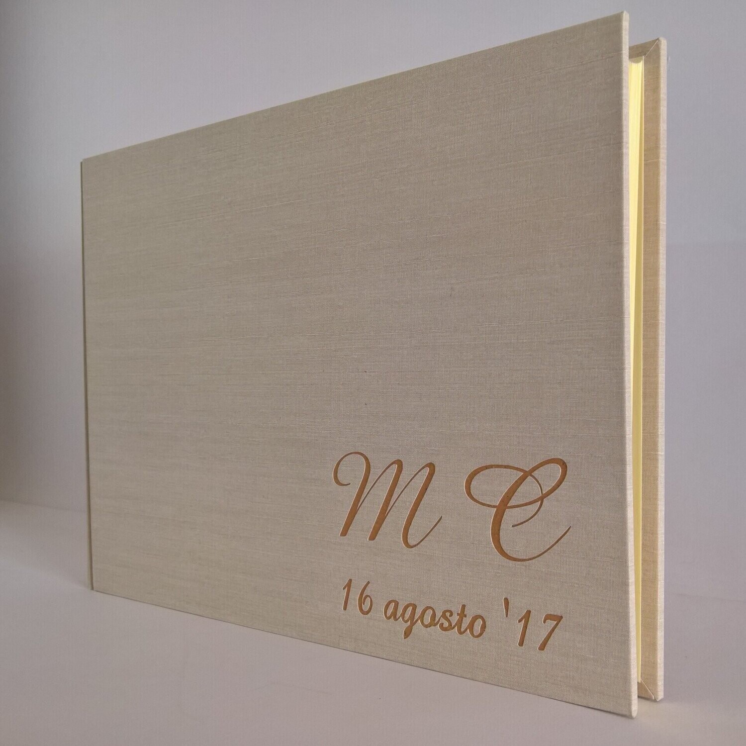 Hiwhy Album Fotografico Fai Da Te Con Copertina In Lino Beige - 25,4x25,4 Cm, 40 Fogli Bianchi, Rilegatura A Spirale