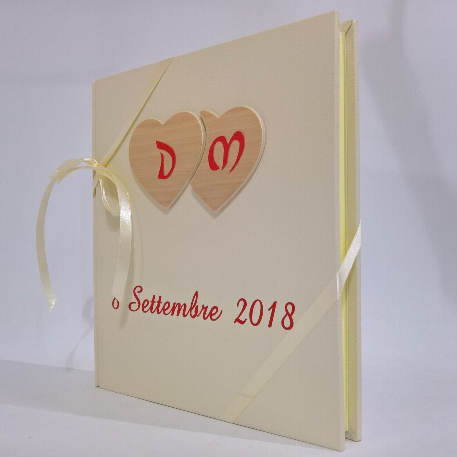 Album Fotografico Matrimonio Personalizzabile - Copertina In Legno E Tela Di Lino, 30x30 Cm, 60 Facciate