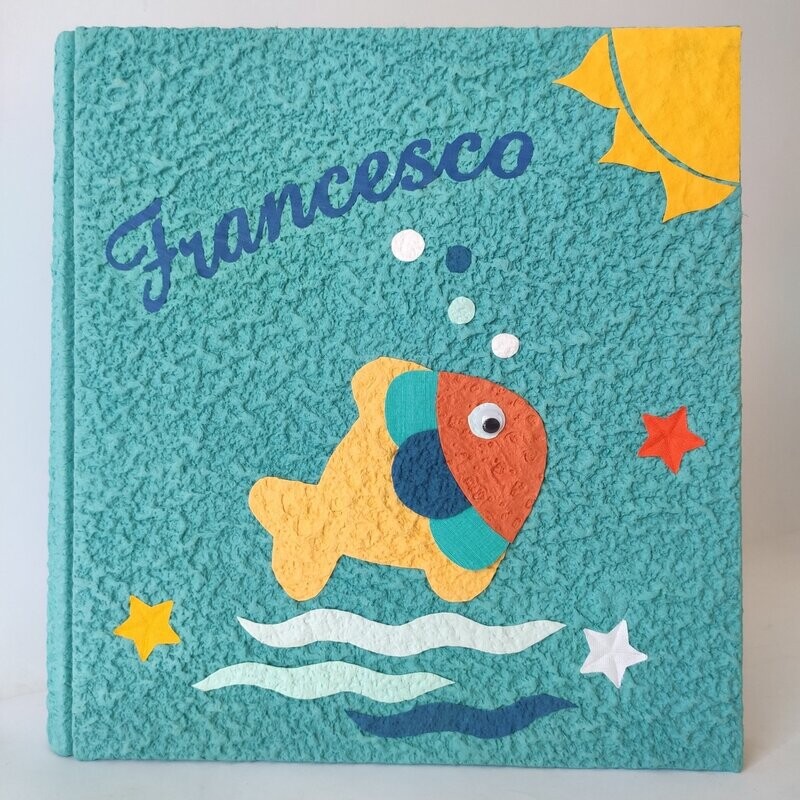 Album fotografico tiffany con pesce, sole e nome