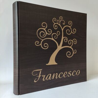 Album fotografico natalizio in legno personalizzato / Album di famiglia inciso, libro dei ricordi delle vacanze con foresta di cervi