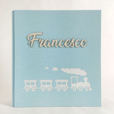 Album fotografico nome in legno e trenino
