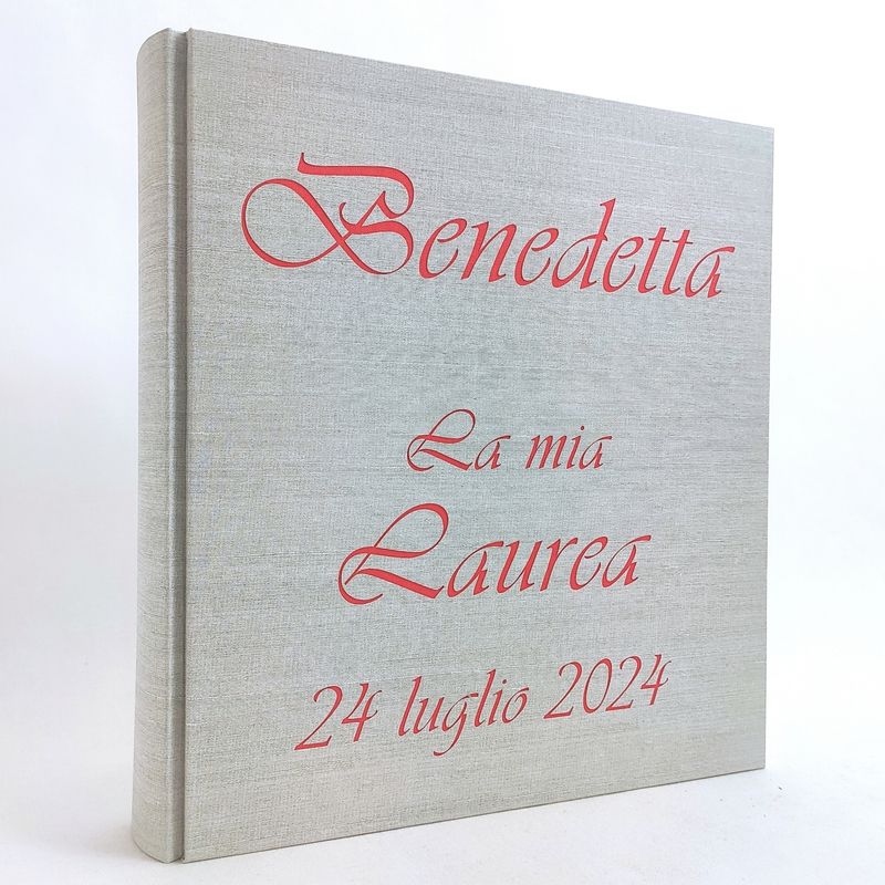 Album fotografico laurea in tela di lino ghiaccio con nome e data
