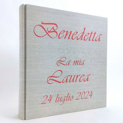 Album fotografico laurea in tela di lino ghiaccio con nome e data