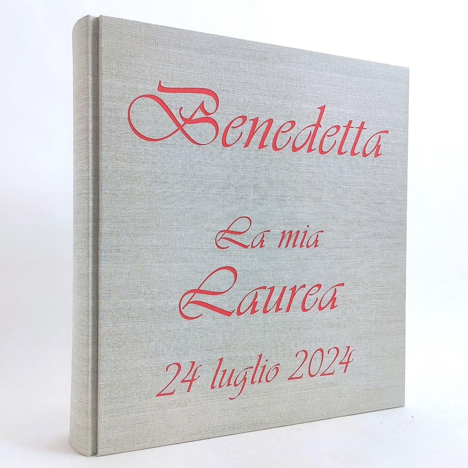Album fotografico laurea in tela di lino ghiaccio con nome e data