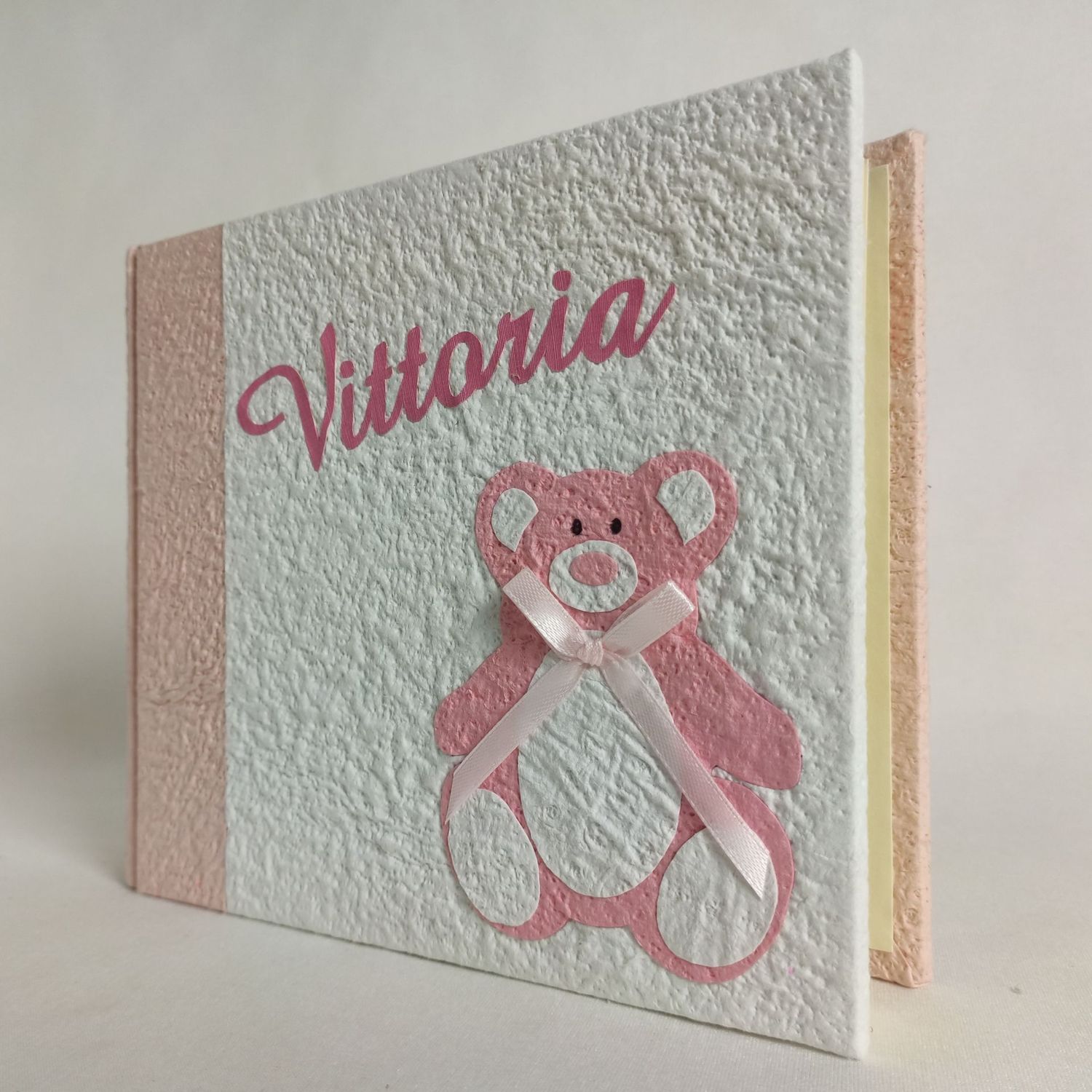 Album fotografico rosa con orsacchiotto e nome